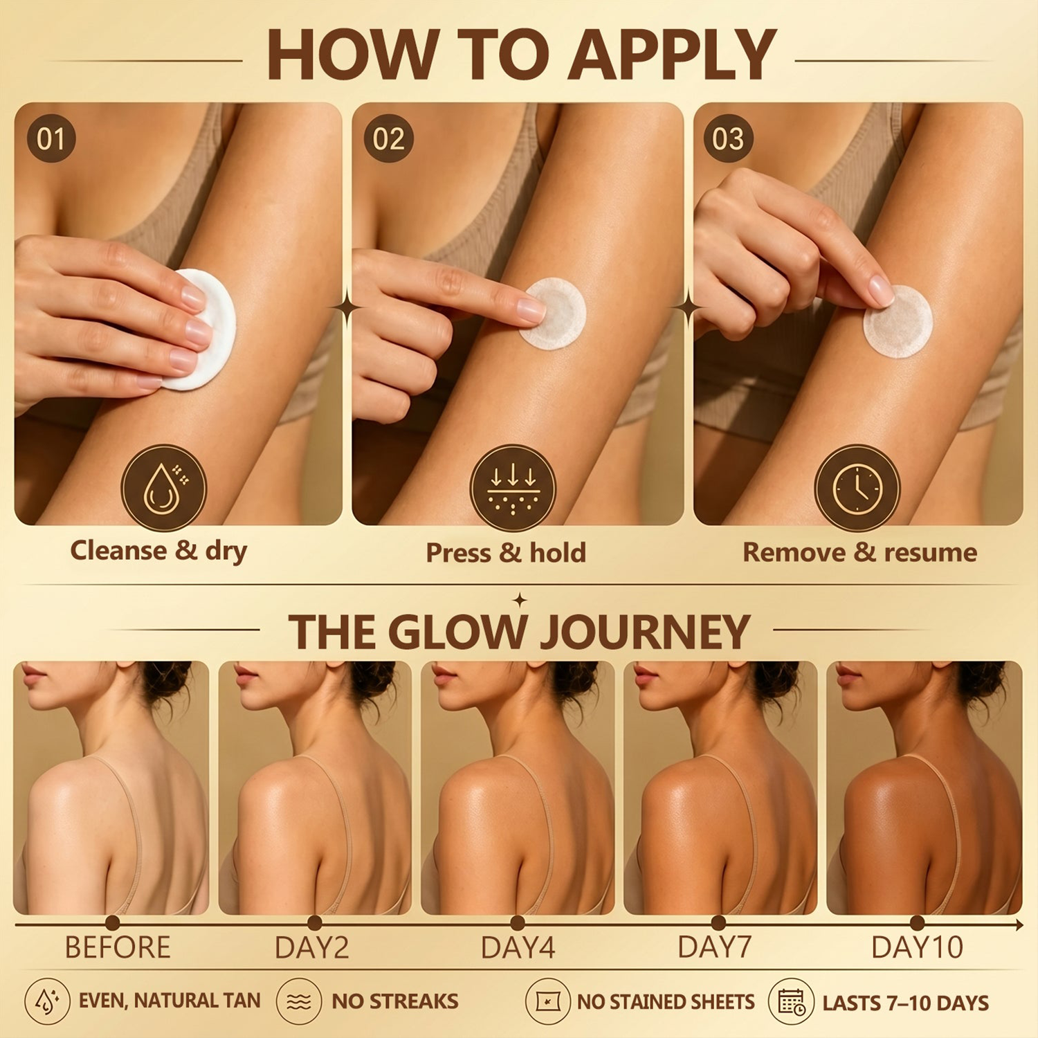 ☀️ Sunless Natural Glow Tanning Microneedle Patch, No DHA No UV Streak-Free Bronze Tan