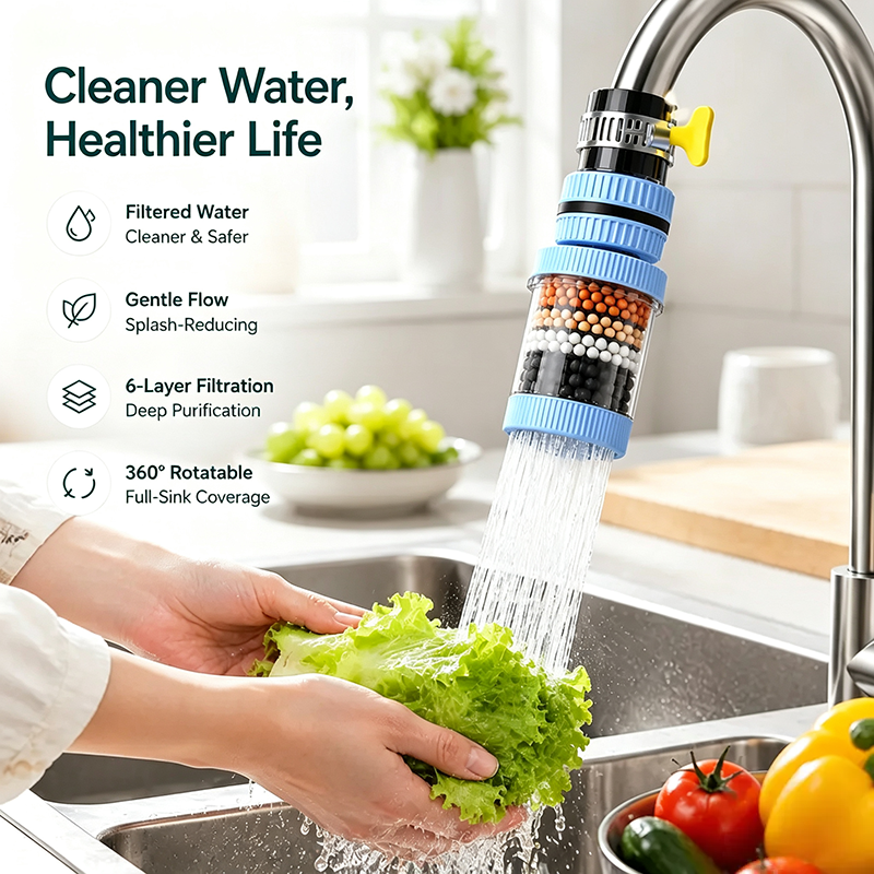 6 Layer Filtration Faucet Water Filter 360 Degrees Rotatable Splash Free💧