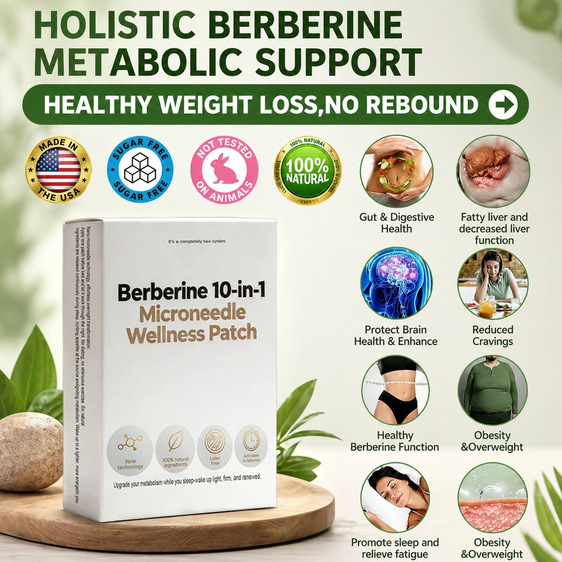 Berberine 10-in-1 Microneedle Patch, All Skin Types Safe