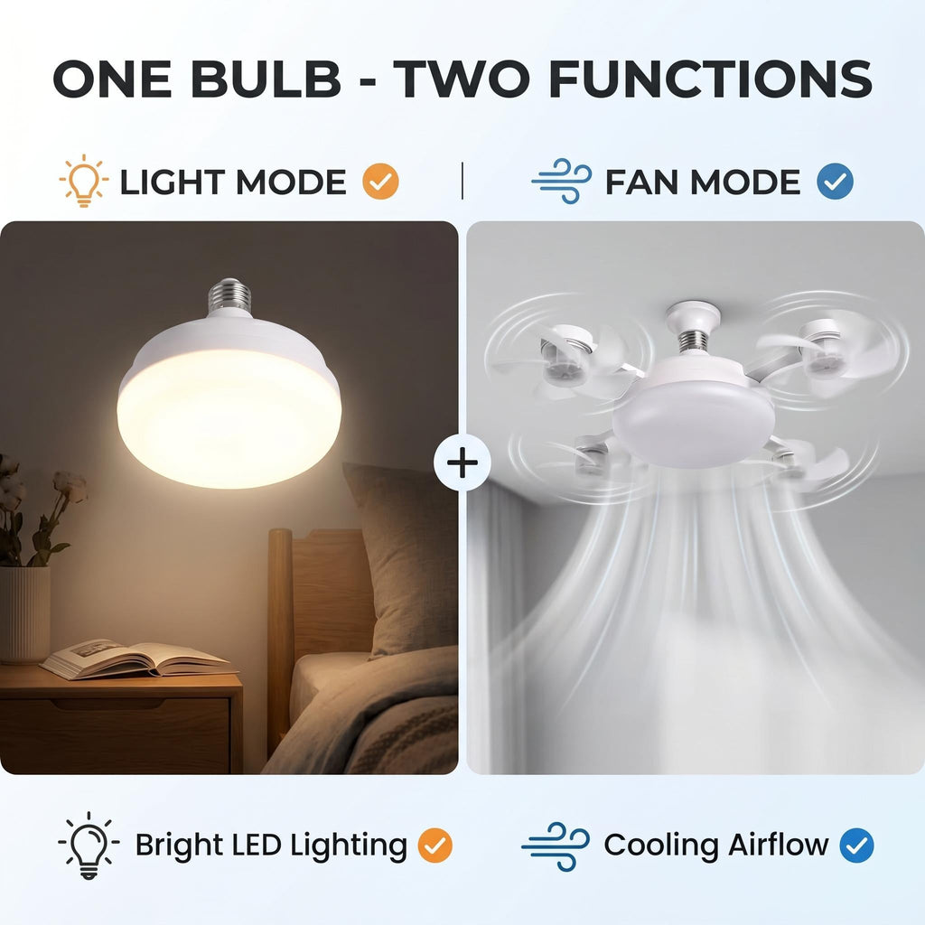 2026 New E27 Socket Ceiling Fan Light 💨 2-in-1 Fan Light