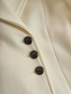 Ivory Flared Coat With Faux Fur Collar And Cuffs