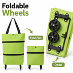 Foldable Rolling Shopping Bag with Wheels, Reusable Grocery Tote Cart🛒