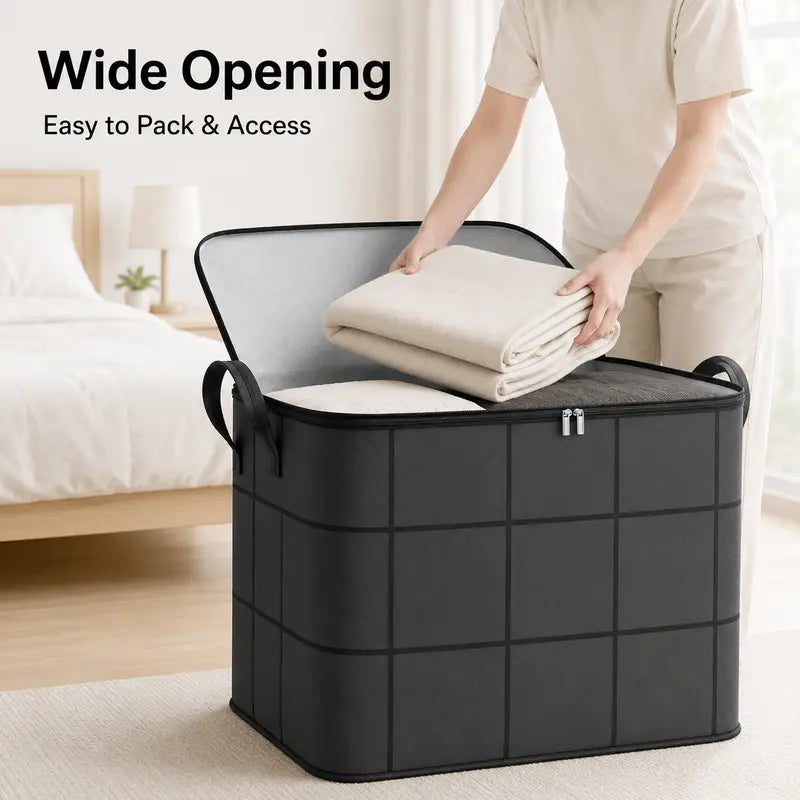 Spacious Moving Storage Bin, Zippered Organizer for Quilts, Large Capacity Fabric Bag for Moving Day & Bedroom Use 📦