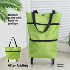 Foldable Rolling Shopping Bag with Wheels, Reusable Grocery Tote Cart🛒