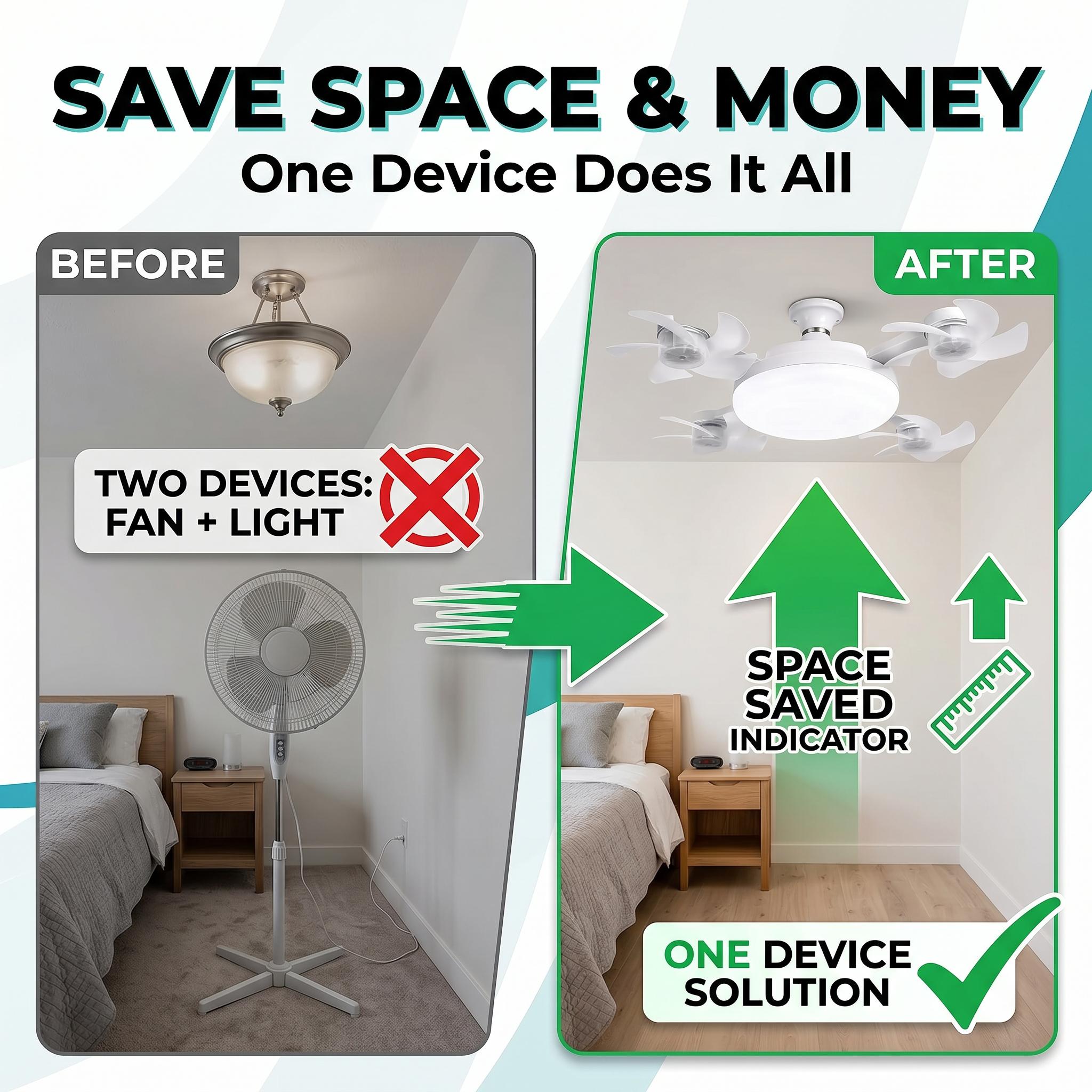 2026 New E27 Socket Ceiling Fan Light 💨 2-in-1 Fan Light
