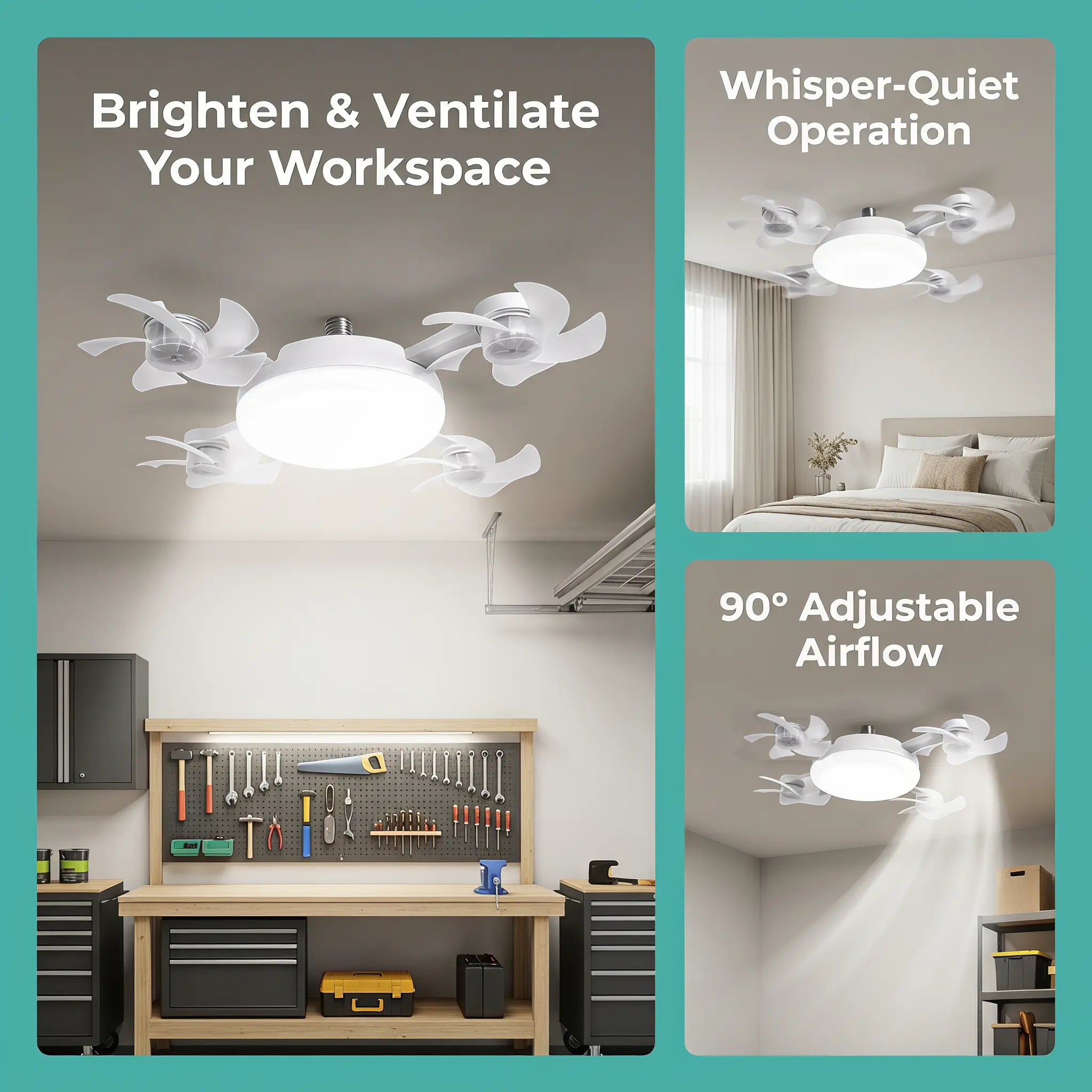 2026 New E27 Socket Ceiling Fan Light 💨 2-in-1 Fan Light