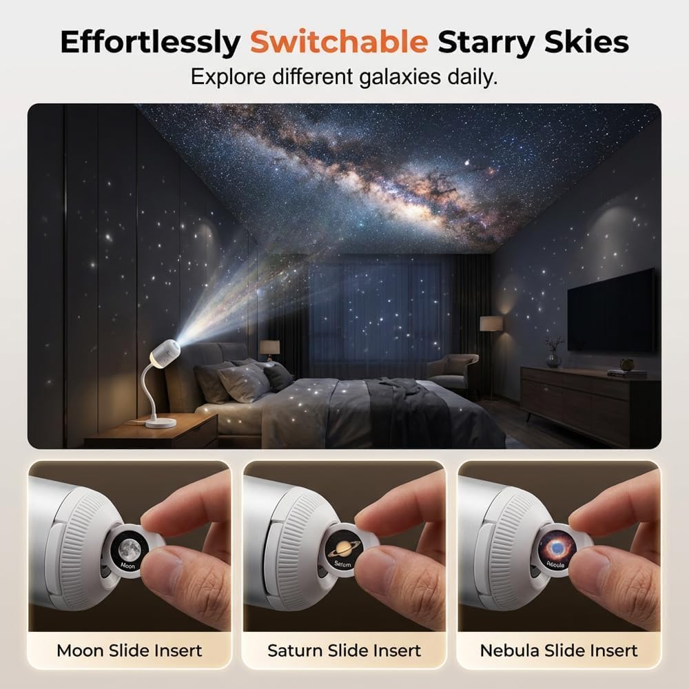 USB Star Sky Projector Lamp, Mini Galaxy Bedroom Night Light ✨