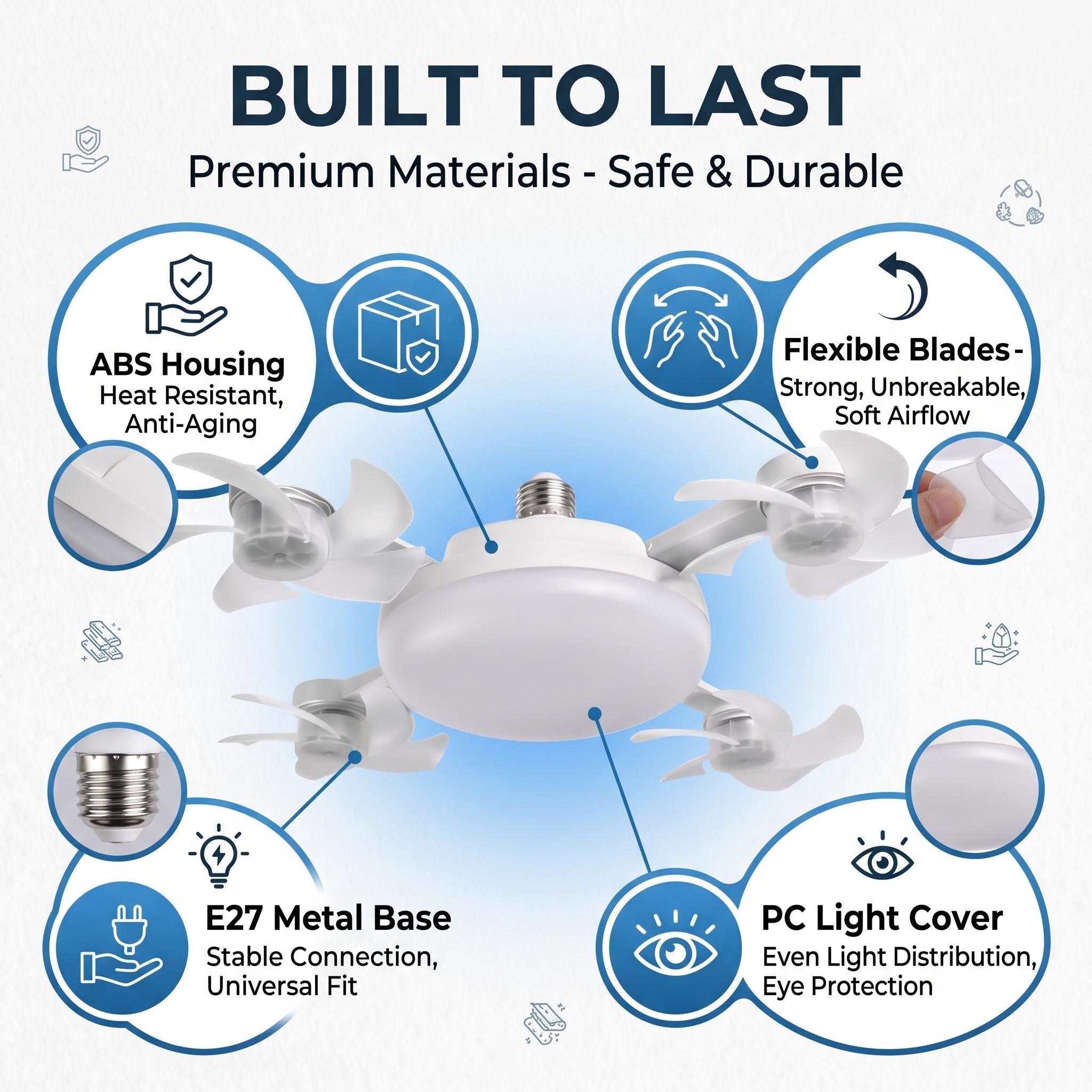 2026 New E27 Socket Ceiling Fan Light 💨 2-in-1 Fan Light