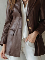Retro Classic Eco-friendly Leather Waist Blazer