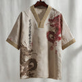 Men's Calligraphy With Dragon Art Print Short Sleeve Shirt