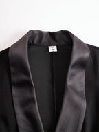 Sophisticated Black Blazer-Style Lace Midi Dress