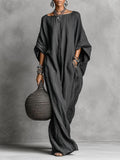 Minimalist Casual Sleeveless Cotton And Linen Long Dress