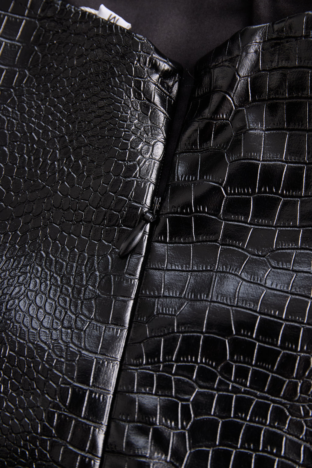 Chic Croc-Effect Faux Leather Halter Mini Dress