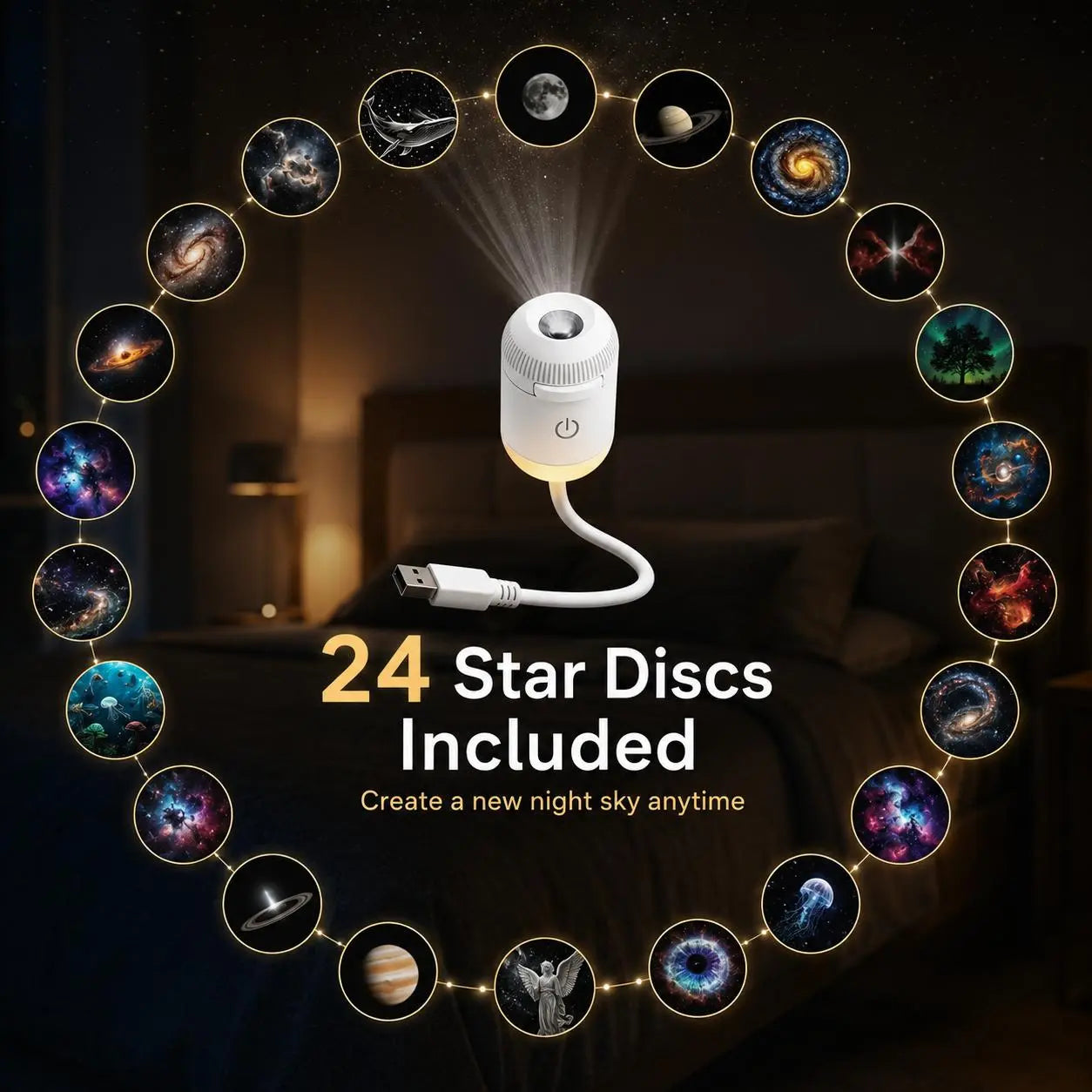 USB Star Sky Projector Lamp, Mini Galaxy Bedroom Night Light ✨