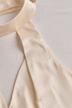 Stylish Satin Halter-Neck Mini Dress