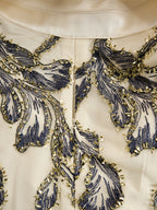 Mooyius Embroidered Mesh Midi Dress With Metallic Leaf Motif