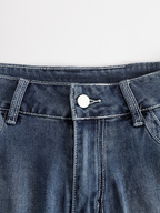 Western Blue Denim Side Tassel Rivet Flared Pants