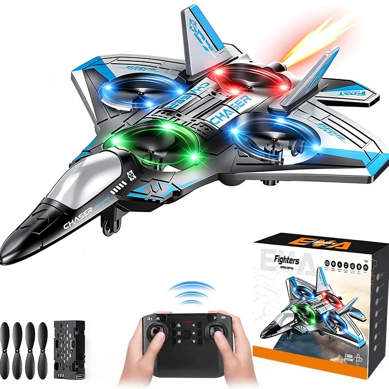 [# rc aircraft]Colorful LED Stunt Fighter Jet Drone ✈️