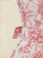 (SIZE:XS-XXL) Maxi Linen Dress , Cap Sleeves, Stand Collar, Floral, Lace, Vintage, Blue