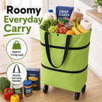 Foldable Rolling Shopping Bag with Wheels, Reusable Grocery Tote Cart🛒