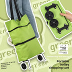 Foldable Rolling Shopping Bag with Wheels, Reusable Grocery Tote Cart🛒